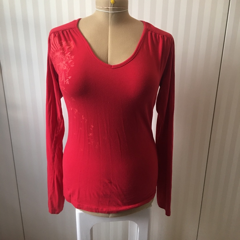 Arson red small flower logo pattern grommets long sleeve Size L